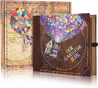 Scrapbook Photo Album, Our Adventure Book Scrapbook, 146 Pages Embossed Letter Cover Movie Up Travel Diary Journal Scrap Book，Gift for Anniversary, Wedding, Travelling, Memory Book， Valentine's Day image