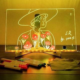 LED Note Board with Colors and Multicolor Light Control -11.8 x 7.9 Inch Magnetic Acrylic LED Writng Board for Office, School, and Home Use, Comes with 12 Colors Pen image
