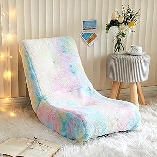 Heritage Kids Faux Fur Video Rocker Gaming Chair, Rainbow 21D x 16.1W x 23.2H in image