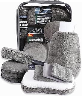 Car Cleaning Tools Kit Car Detailing Set Tire Brush Polishing Towel Cloth Wash Sponge Microfiber Cleaning Mitt Towels Kit image