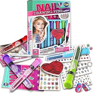 Nail Kit for Girls Ages 7-12, FunKidz Peelable Nail Art Set with Nail Polish Pens Glitter Sticky Temporary Nail Decoration Makeup Kit for Teens Party image