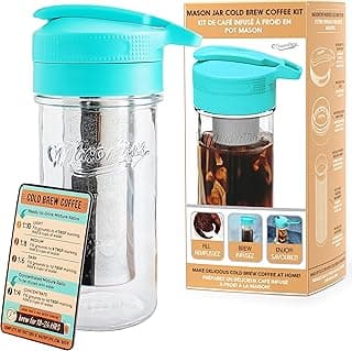 Masontops Cold Brew Makers Kit - Deluxe Iced Coffee Maker with Glass Pitcher & Stainless Steel Mesh Filter - Easy Pour Fridge Cold Brewer System image