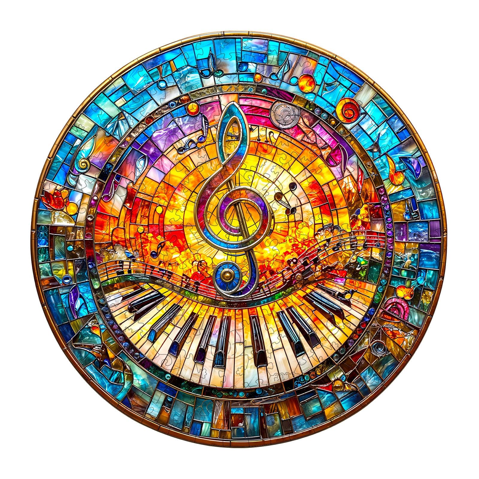 Wooden Puzzles for Adults, Wooden Jigsaw Puzzle for Adults 200 Pieces, Stained Glass Piano Wood Puzzles Adult, Unique Shape, Gifts for Women and Men, Wall Art Canvas Puzzle(M -11.4 * 11.4in)