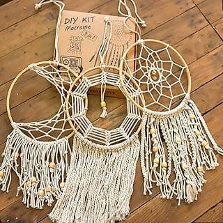 Mandala Life ART DIY Beginners Macrame Dream Catcher Kit - Set of 3 Wooden Rings Rope and beads - Make Your Own Bohemian Wall Hanging -Hobby image