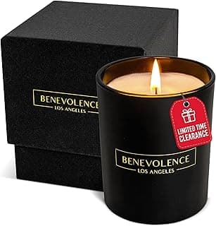 Benevolence LA Clearance Candles | Bergamot & Jasmine Scented Candle | 6 oz Black Scented Candle in a Glass Jar | Manly Indulgence Candles | Natural Scented Candles for Men and Women image