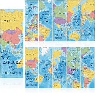 Bookmarks for Men, 200pcs World Map Gifts Bookmarks, World Geography Classroom Decor, Bulk Bookmarks for Booklovers, Bookmarks for Kids Reading Lover, Back to School Gifts for Students image