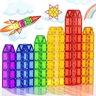Magnetic Tiles Toys for 3 4 5 6 7 8 Year Old Boy Girls Kids Beginner Set,Magnetic Building Blocks Learning Toys for Toddlers Age 2-4 3-5 4-5 5-6 6-8 Birthday Christmas Ideas (20PCS Colourful) image