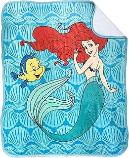 Jay Franco Disney The Little Mermaid Spirit of The Sea Sherpa Throw Blanket - Measures 50 x 60 inches, Kids Bedding Features Ariel - Fade Resistant Super Soft - (Official Disney Product)