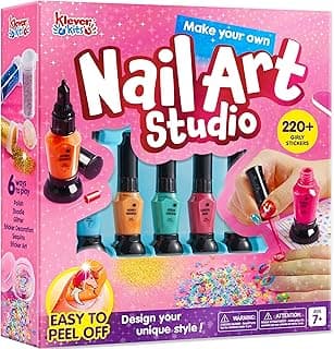 Klever Kits Nail Polish Art Kit for Kids, Kid-safe, Non-toxic Materials-Children Nail Studio With Glitter, Stickers Sequins, Stroke Sticker, Polish-Girls Creative Idea Birthday Gifts Age 7 8 9 and up image