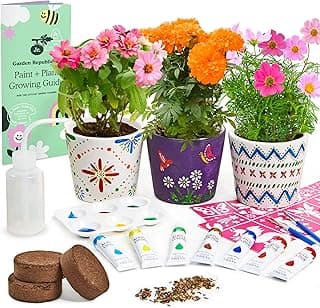 Kids Gardening Kit - Paint & Plant Flower Growing Kit for Kids, Fairy Garden Kit for Kids Ages 4-8, Ceramic Planters, Arts & Craft Garden Kit for Kids image