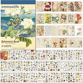 537pcs Vintage Washi Stickers and Papers for Scrapbooking, Ephemera Book for Journaling with Botanical Sticker and Scrapbook Decoupage Paper for Bullet Junk Journal, Scrapbooking Supplies for Adults image