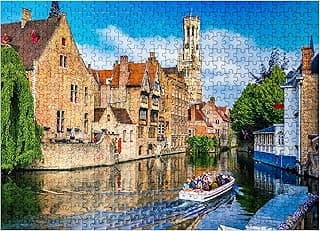 MyPuzzle Historical City Center with Canal in Bruges, West Flanders, Belgium - Premium 500 Piece Jigsaw Puzzle for Adults image