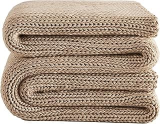 Knitted Weighted Blanket - 60"x80" 15lbs Cooling Chunky Knit Heavy Blanket for Adults Braided Crochet Throw Thick Cable Yarn Knit Decorative Blanket No Beads Evenly Weighted Machine Washable image