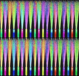 48 Pack Glow Fiber Wands Sticks LED Light up Wedding Wand with 3 Light Modes Flashing Fiber Optic Wands for New Years Eve, Christmas, Carnival Prizes, Glow in the Dark Party Favors (Large) image