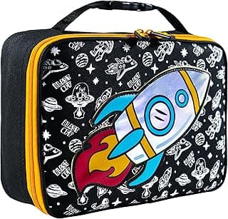 Decorably Insulated Lunch Bag for Kids - Holographic Space Lunch Box for Boys, Astronaut Lunch Box, Space Lunchbox, Outer Space Lunch Box, Rocket Lunch Box, Kids Lunch Box Bag image