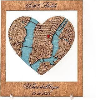 Where it All Began Map Wooden Wall Art - 3D Custom Location or City Map Wall Decor for Valentine's Day - Anniversary Gifts for Couples