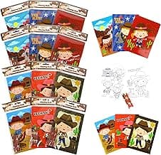 TINYMILLS Western Cowboy Cowgirl Coloring Book Set with 12 Coloring Books and 48 Crayons Western Cowboy Cowgirl Birthday Party Supplies Favor Bag Filler Carnival Prizes Rewards image