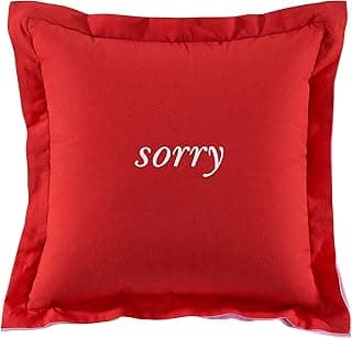 kate spade new york, Sorry Reversible Decorative Pillow for Bed or Sofa, Cotton and Linen Cover Throw Pillow, 18 x 18, Red