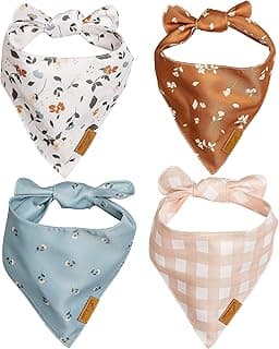 Remy+Roo Small Spring Dog Bandanas - 4 Pack Emily Set | Premium Durable Adjustable Polyester Fabric | Patented Shape Girl Dog Bandana, Floral Dog Bandana image