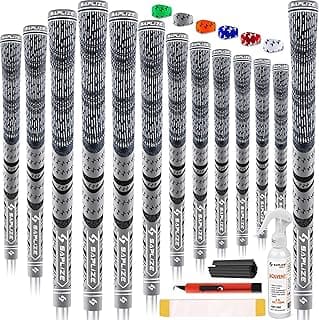 SAPLIZE Cross Cord Golf Grips Set of 13 Grips with Tape or Full Regripping Kit, Standard / Mid / Jumbo Size, Low Taper Design, Multi-compound Hybrid, Anti-Slip Golf Club Grips, CL03 Series