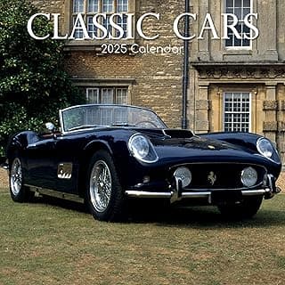 2025 Square Wall Calendar - Classic Cars 12 x 12 Inch Monthly View, 16-Month, Transport Theme, Includes 180 Reminder Stickers image