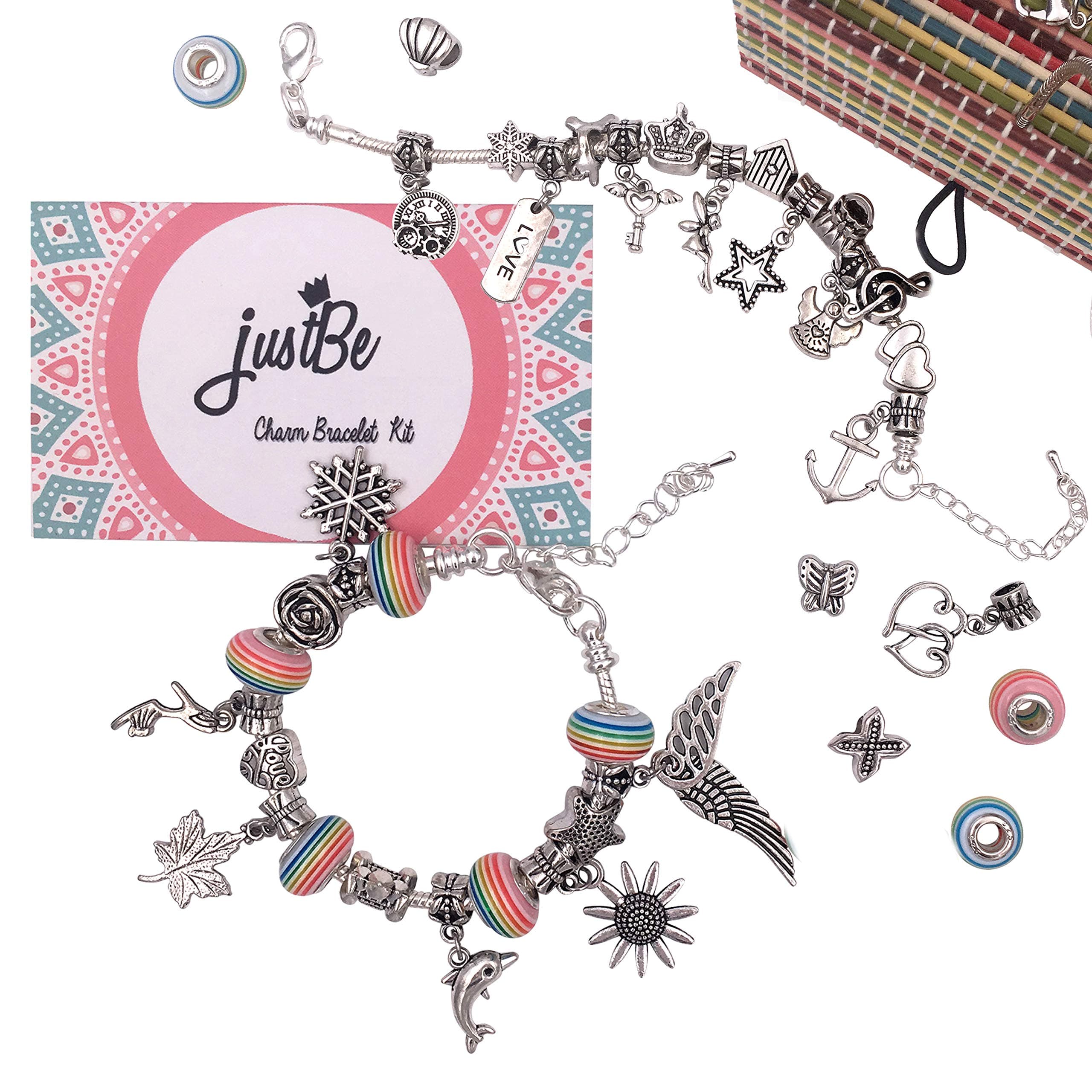 Charm Bracelet Making Kit DIY Craft Jewelry Gift Set for Kids Girls Teens image
