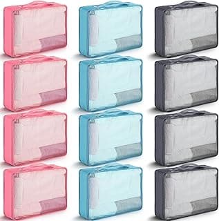 12 Pcs Large Packing Cubes Luggage Organizers for Suitcase Mesh Travel Organizer Bags Travel Packing Organizers for Traveling Camping Hiking