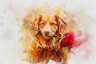Awesometik Personalized Watercolor Dog Portrait Painting of Dog Canvas Print Dog Mom Pet Painting image