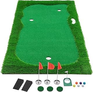 Golf Putting Green Mat Professional Practice Mat with Putter,Movable Golf Cup, Slope Pad Professional Practice Mat for Outdoor Training