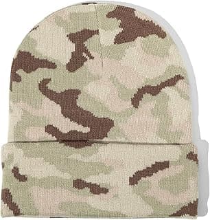 Camo Beanie Hat for Men Women Giraffe Cow Print Leopard Cheetah Print Gifts Knit Hat Funny Animal Themed Stuff Lover Gifts image