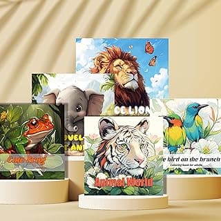 Adult Coloring Book Set with 10 Deluxe Relaxing Coloring Books for Adults (Over 200 Animal Mandala Stress Relieving Patterns), 10 Books, 20 Pages image
