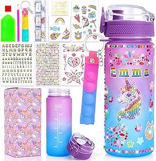 Decorate Your Own Water Bottle Kits for Girls Birthday Christmas Gifts for Girls Unicorn Painting Crafts Fun Arts and Crafts Gifts Toys for Ages 6 7 8 9 10 image