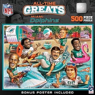 MasterPieces 500 Piece Sports Jigsaw Puzzle for Adults - NFL Miami Dolphins All-Time Greats - 15x21 image