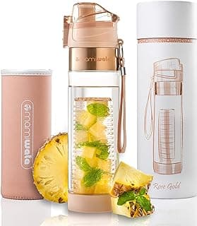 Fruit Infuser Water Bottle – 24 oz – Tritan Plastic - Unique Stylish Design – Fruit Infused Water recipes eBook & Insulating sleeve – Beautiful Gift Box image