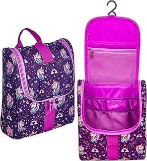 Cute Cartoon Hanging Kids Toiletry Bag Children Travel Cosmetic Makeup Organizer Wash Bag Shower bag Over Night Bag Camping Shaving Kit Bag for Boys & Girls(Unicorn) image
