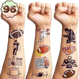 96PCS Football Temporary Tattoos Birthday Party Supplies Decorations Tattoos Stickers American Rugby Fans Cheerleaders Cute Party Favors Kids Boys Girls Gifts Ideas Classroom School Prizes Themed image
