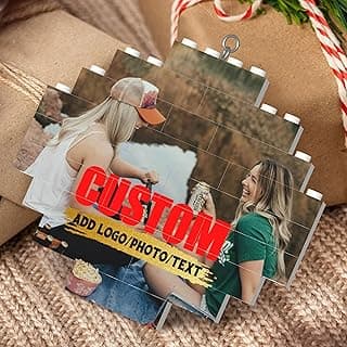 Custom Building Brick Personalized Photo Block Puzzle Add Picture Text Logo Building Block Customized Brick Puzzle for New Year Christmas Valentines Day Gifts (Round)