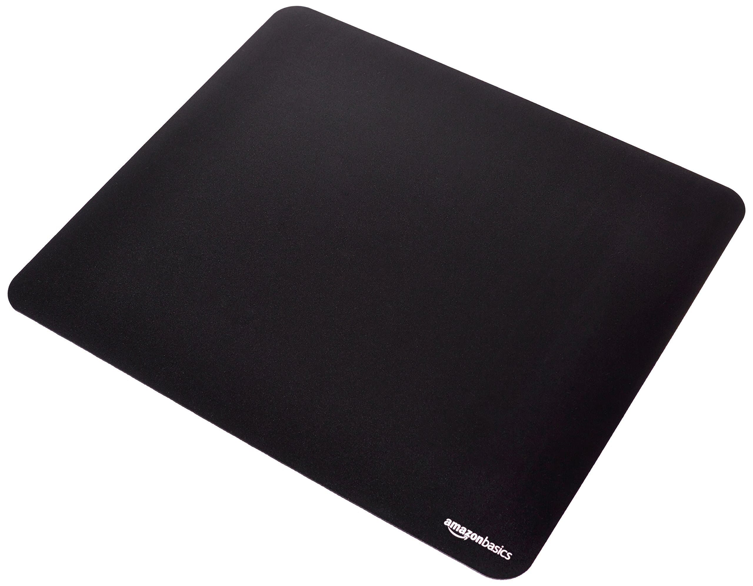 Amazon Basics Large Square Computer Mouse Pad, Cloth and Rubberized Base, 17.7L x 15.7W inches, Black image