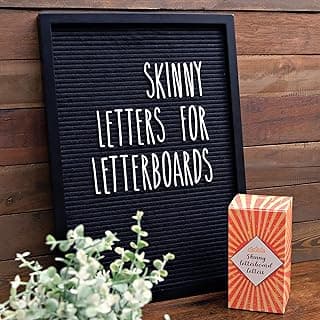 Skinny Letterboard Letters Only Set NO BOARD INCLUDED, Rae Dunn Inspired Font Farmhouse Decor Accessory, 2 Inch White Plastic Letters Numbers Symbols For Changeable Felt Letter Board Message Bulletin image