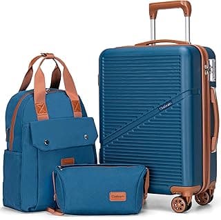 3-Piece Carry On Luggage Set 22x14x9 Airline Approved, 20 Inch Lightweight ABS Suitcases with Wheels and TSA Lock - Durable Waterproof Travel Suitcase Set image