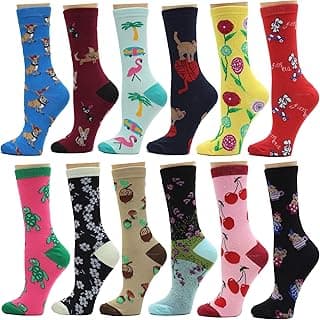 12/24/48 Pairs Pack Women's Colorful Patterned Cute Funny Casual Fashion Crew Socks