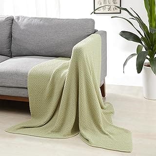 Amazon Basics Chunky Cable Knit Throw Blanket for Couch, Sofa, Bed, Lightweight Soft Cozy, Sage Green, 50"x 60" image
