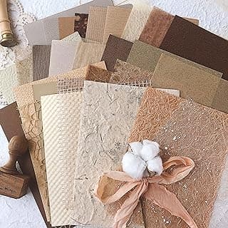 Aromoty 30 sheets A5 Large Textured Scrapbook Paper&Mesh Fabric set - Handmade Craft Mulberry Special Paper Mix for Scrapbooking Junk Journaling Supplies Card DIY Materials Collage, 5.8x8.2 Inches image