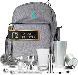 Ultimate Cocktail Kit - Includes Barback Pack, Flagship Mixing Glass, Boston Shakers, Hammered Bell & Japanese Jiggers, Hawthorne, Fine Mesh & Julep Strainers, 12" & 16" Barspoons, and More image