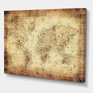 Ancient Map of The World IV Vintage Canvas Wall Art