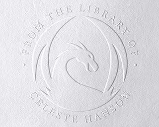 Personalized Dragon Theme Library Book Embosser Stamp - Custom Ex Libris Embossing Stamp for Books - Book Embosser - Book Embosser Stamp - Personalized Book Embosser (1 5/8” x 1 5/8”) image