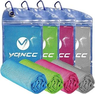 YQXCC 4 Pack Cooling Towels (40"x12") Cool Towel, Cold Towel, Microfiber Soft Breathable Chilly Ice Towel for Sport, Yoga, Golf, Gym, Camping, Running, Fitness, Workout & More Activities image