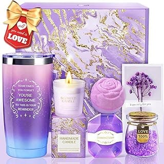 Gifts for Women, Birthday Gifts for Women, Gift Basket Set for Mom, Wife, Girlfriend, Mother, Her - Happy Birthday, Valentines Gift - Lavender Spa Gift Basket Set Valentines Day Gifts for Her image