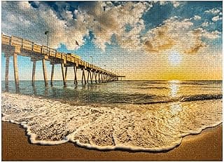 MyPuzzle Late Afternoon Sun Over Gulf of Mexico, Venice Fishing Pier, Florida - Premium 1000 Piece Jigsaw Puzzle for Adults