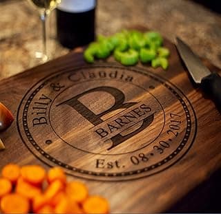 Anniversary Gifts or Wedding Gift Personalized by Burning your Names & Date in High-End Wood Forever - Personalized Cutting Board Handmade in the USA! Christmas Gifts for Wife or Husband image